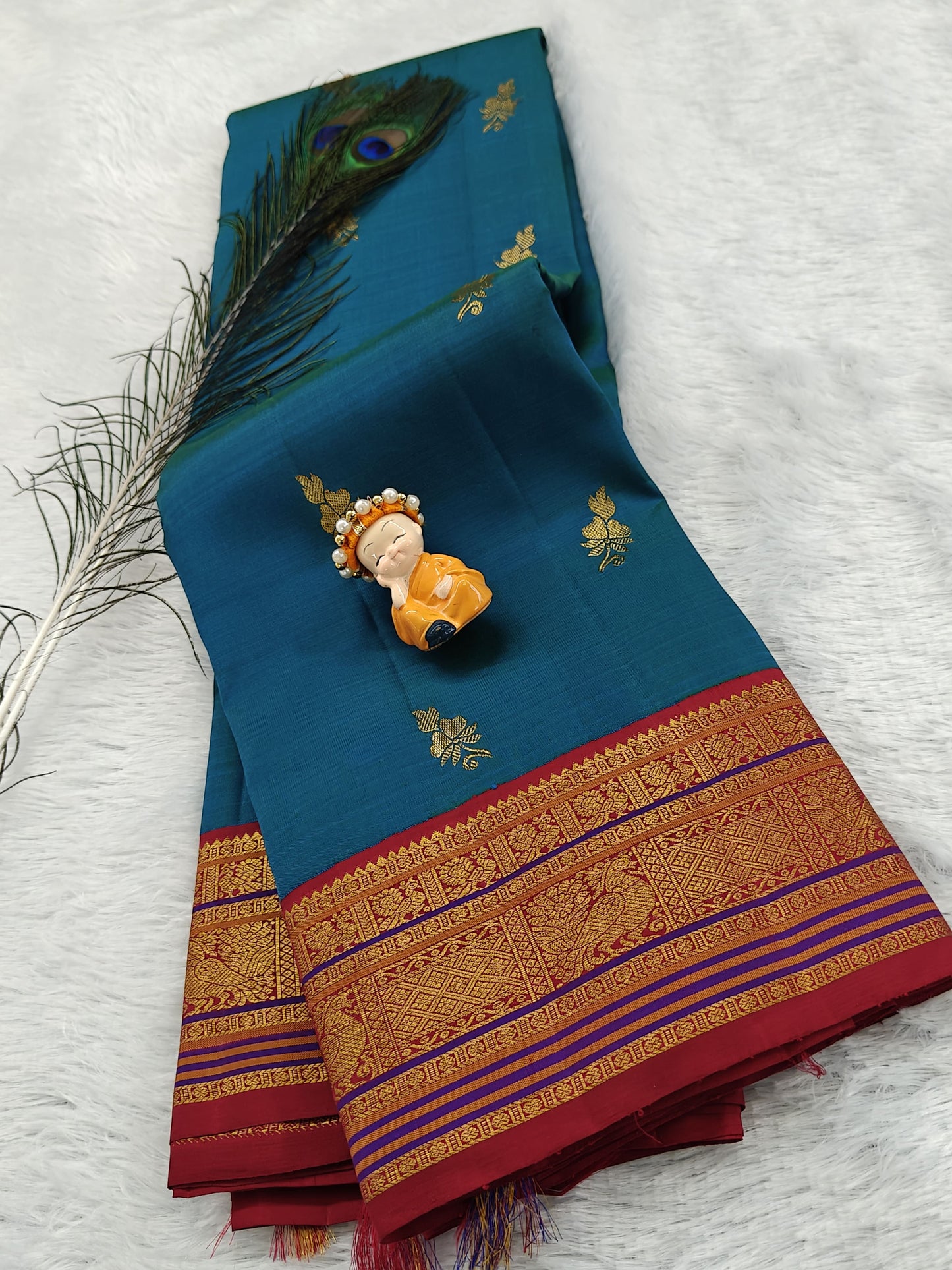 Peacock Blue Vintage Korvai Saree