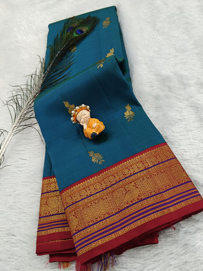 Peacock Blue Vintage Korvai Saree