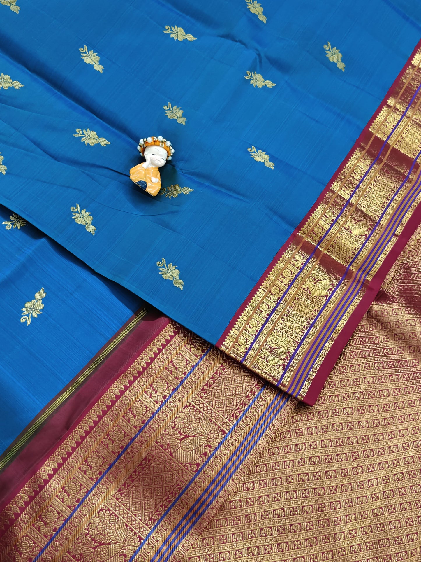 Peacock Blue Vintage Korvai Saree