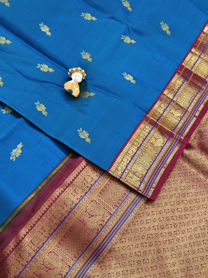 Peacock Blue Vintage Korvai Saree