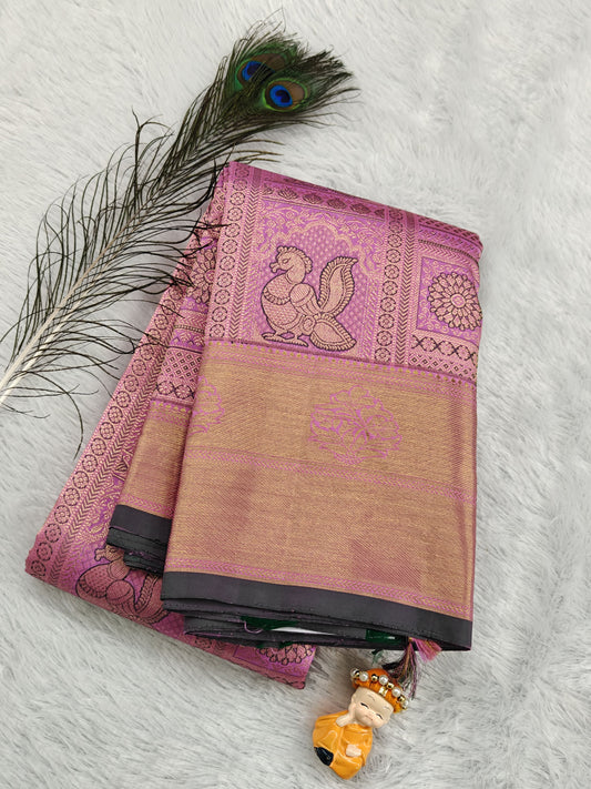Pink Pure Bridal Silk Saree