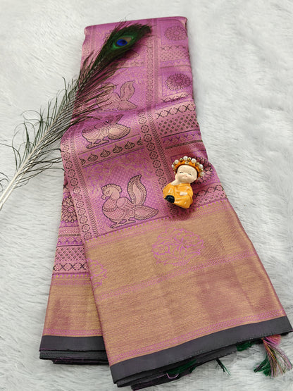 Pink Pure Bridal Silk Saree