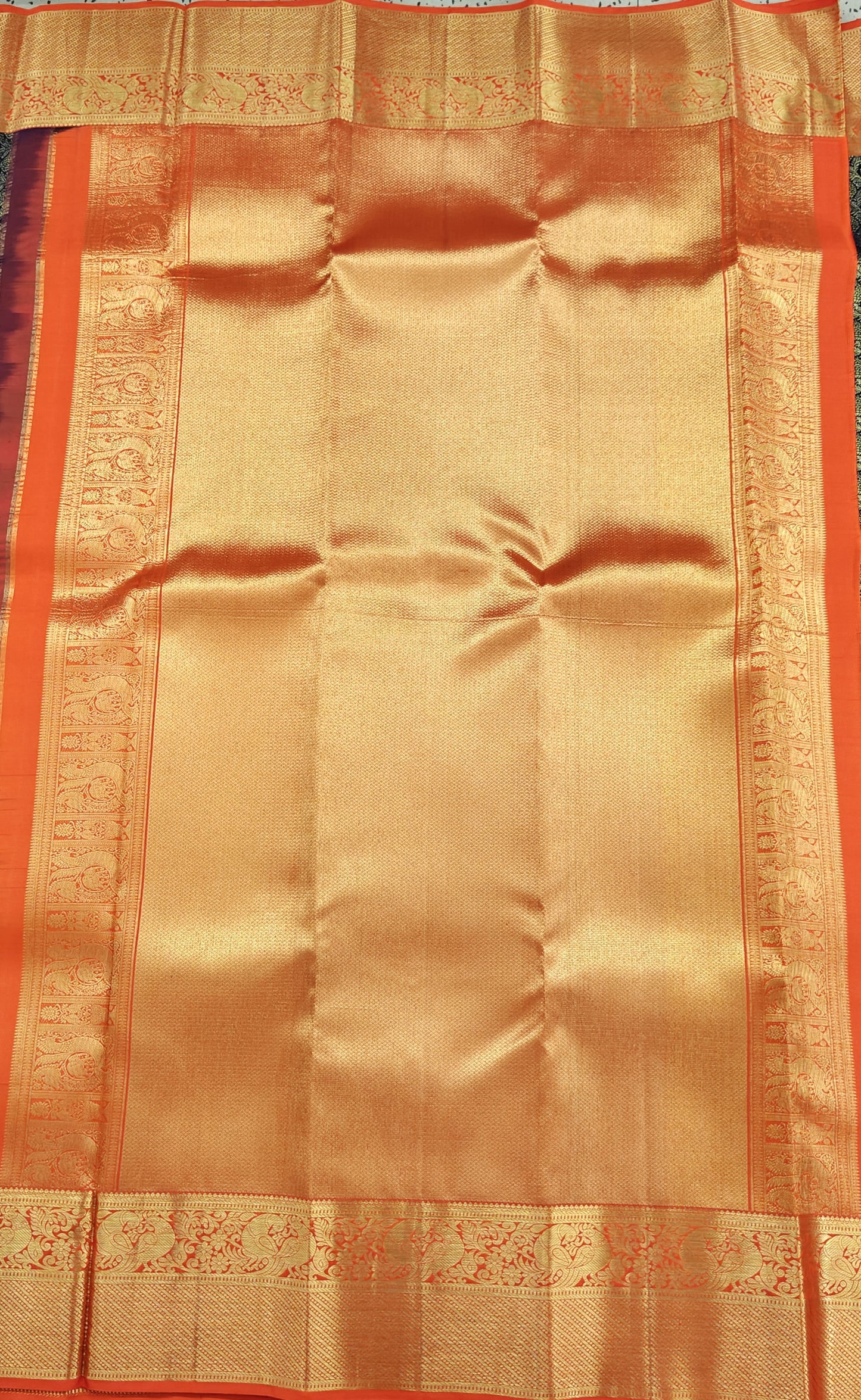 Dark Blue Korvai Saree with Orange Border