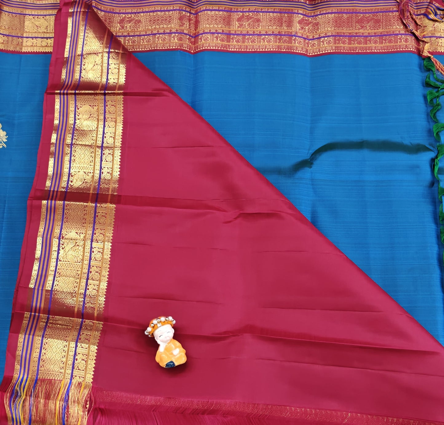 Peacock Blue Vintage Korvai Saree