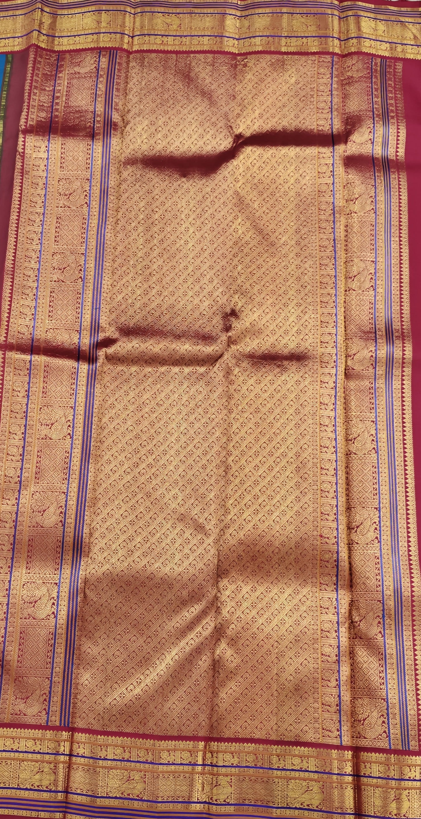 Peacock Blue Vintage Korvai Saree