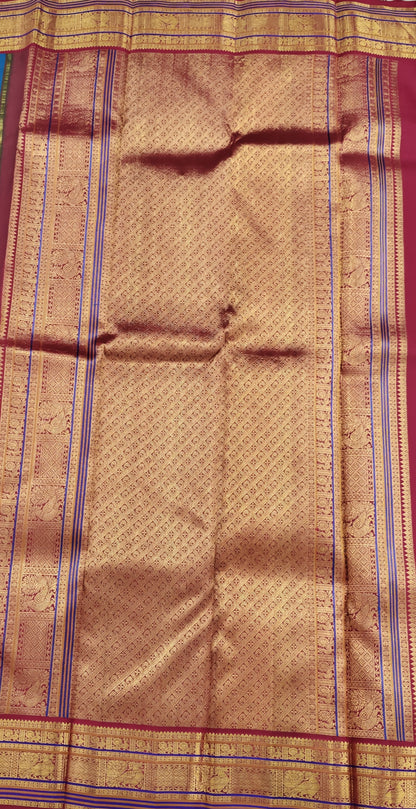 Peacock Blue Vintage Korvai Saree