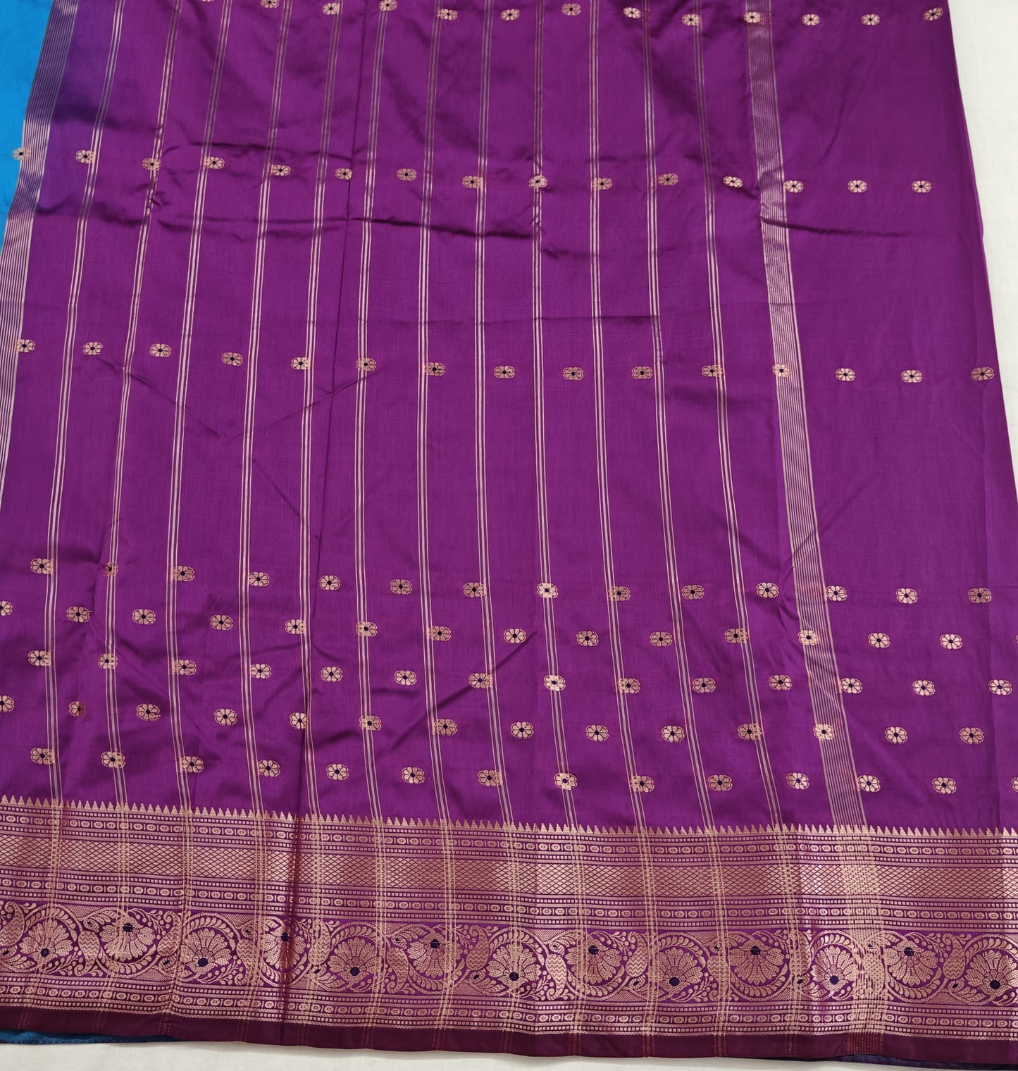 Kanchipuram Semi Silk Saree - Sky Blue Color with Banaras Design