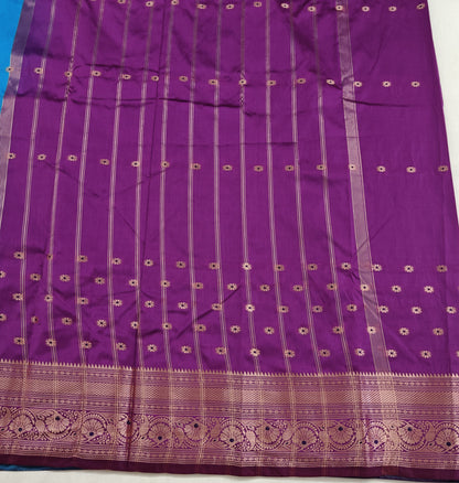 Kanchipuram Semi Silk Saree - Sky Blue Color with Banaras Design