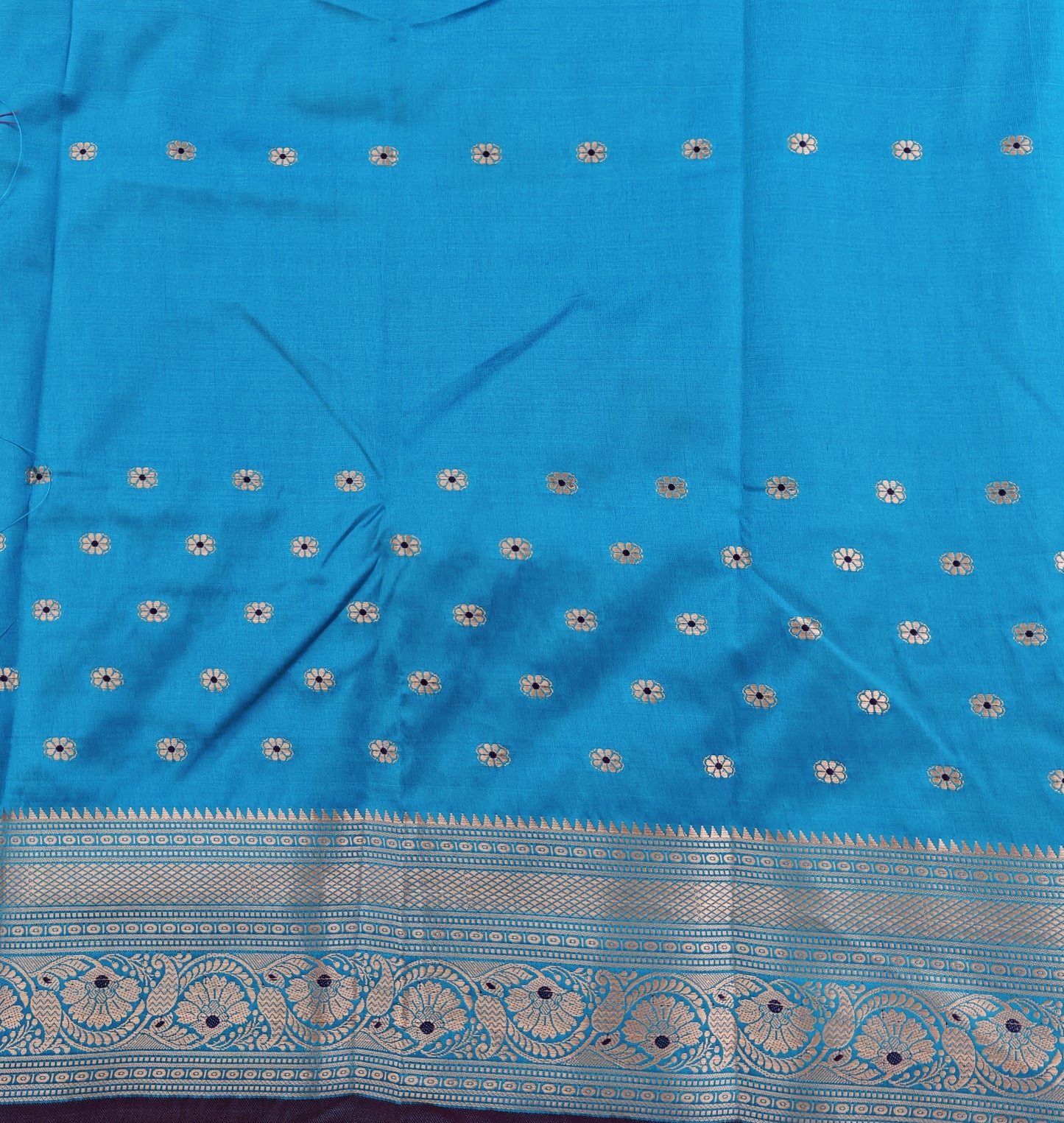 Kanchipuram Semi Silk Saree - Sky Blue Color with Banaras Design