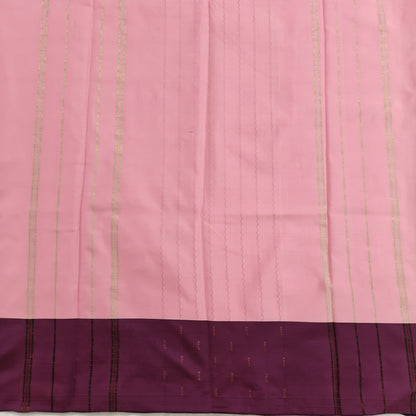 Kanchipuram Semi Silk Saree - Lite Pink with Traditional Contrast Border