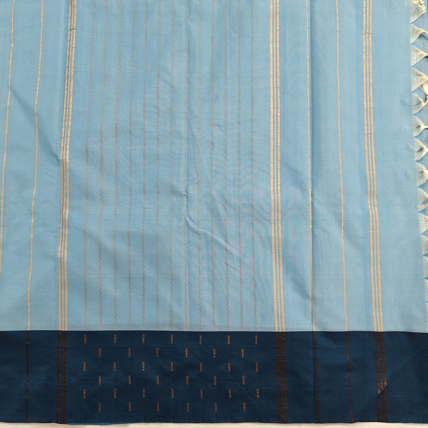 Kanchipuram Semi Silk Saree - Sky Blue with Traditional Contrast Border