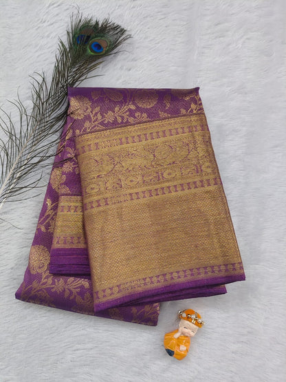 Purple Pure Tissue Silk Saree