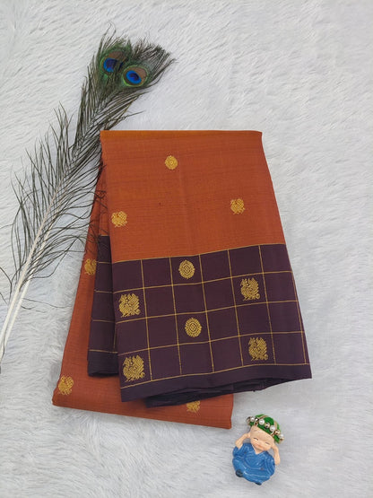 Mustard Pure Handloom Silk Saree With Wine Color Border
