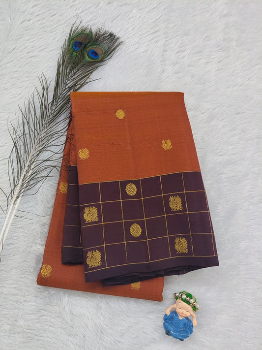Mustard Pure Handloom Silk Saree With Wine Color Border
