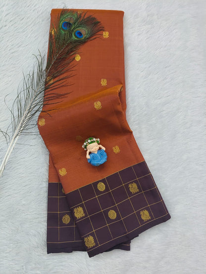 Mustard Pure Handloom Silk Saree With Wine Color Border
