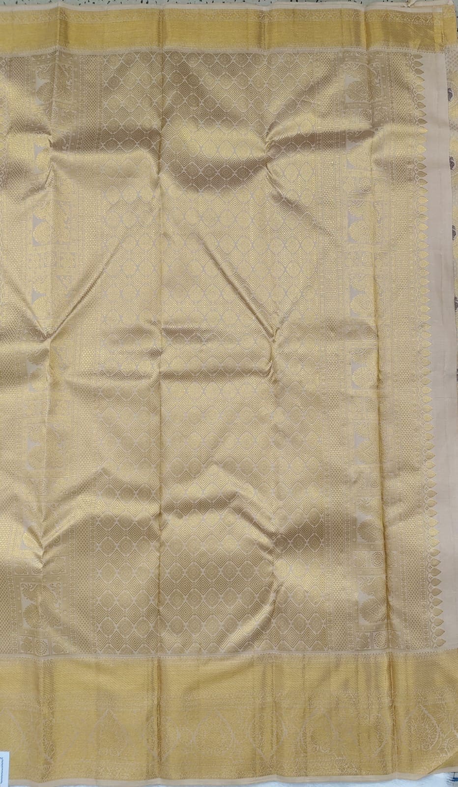 Off-White Pure Bridal Silk Saree