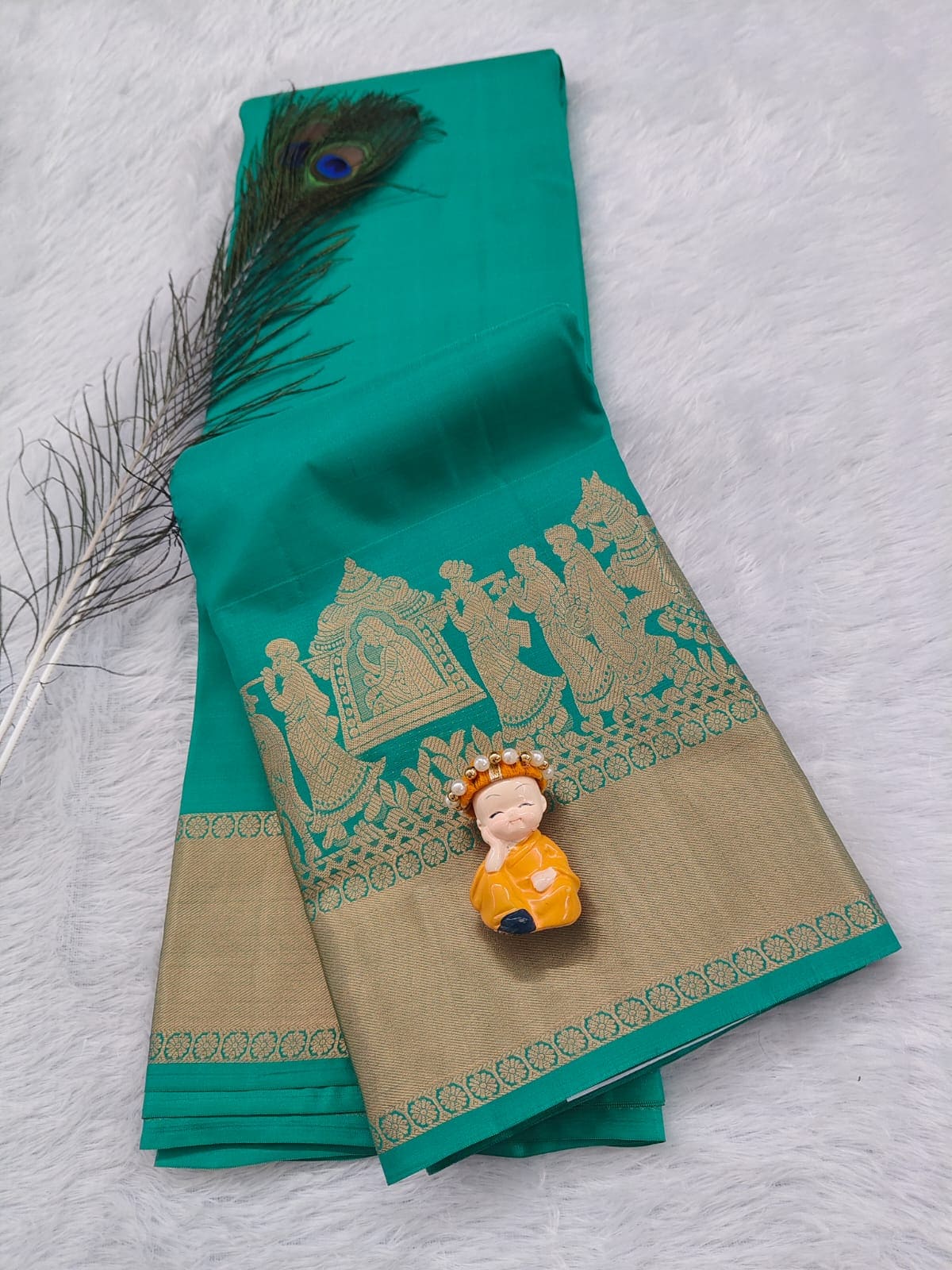 Sea Green Pure Silk Saree With Palakku Design
