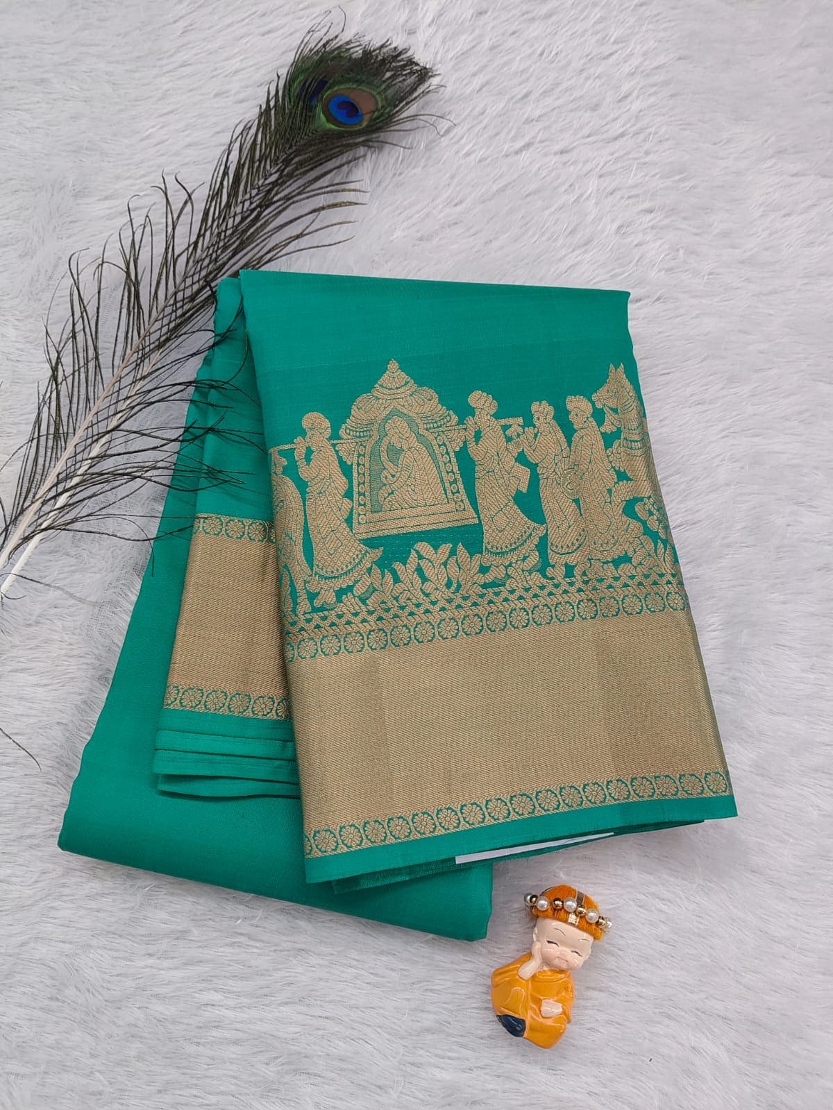 Sea Green Pure Silk Saree With Palakku Design