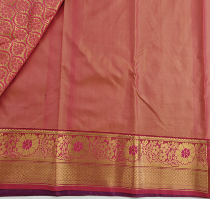 Kanchipuram Semi Silk Saree - Royal Purple with Big Border Traditional Design
