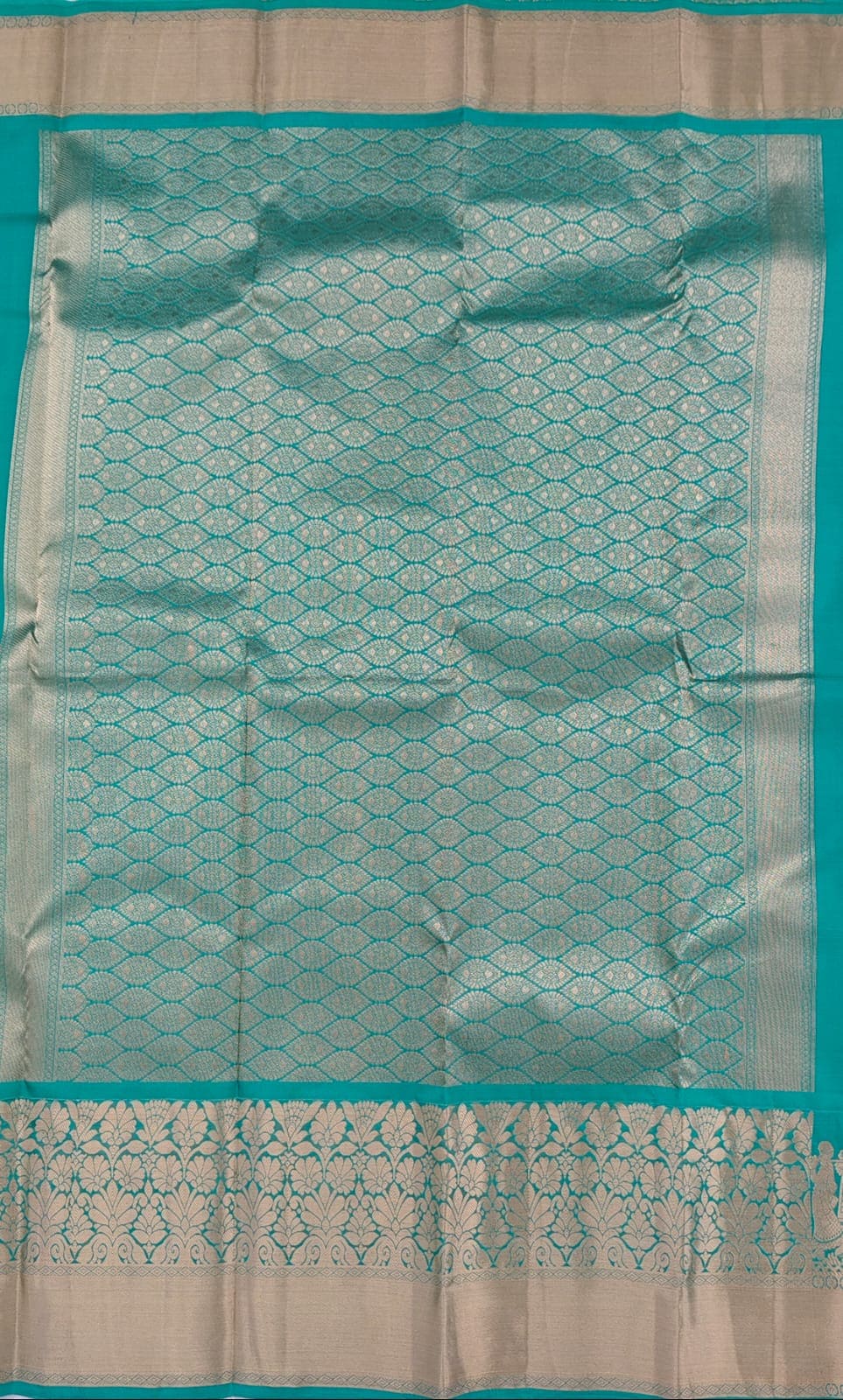 Sea Green Pure Silk Saree With Palakku Design