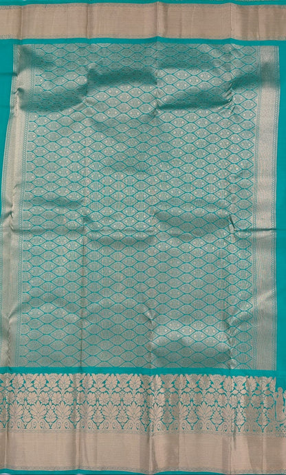 Sea Green Pure Silk Saree With Palakku Design