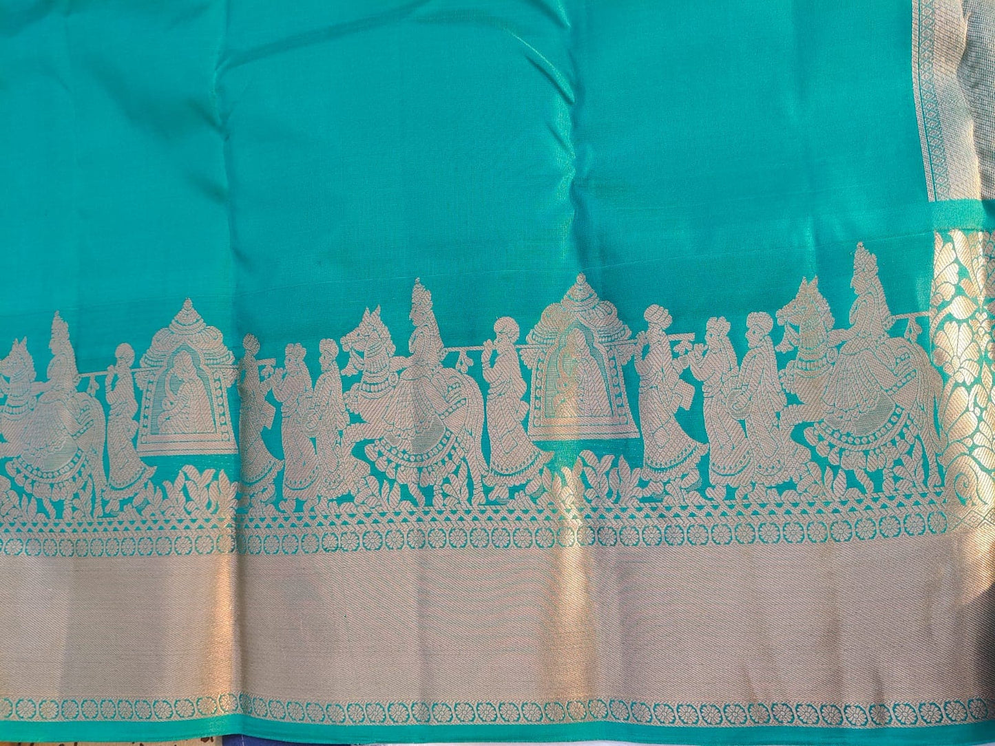 Sea Green Pure Silk Saree With Palakku Design