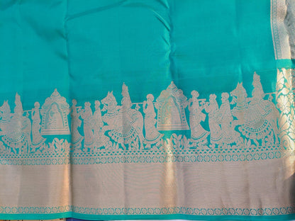 Sea Green Pure Silk Saree With Palakku Design