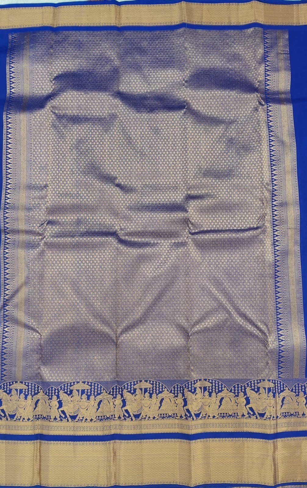 Royal Blue Pure Silk Saree With Palakku Design