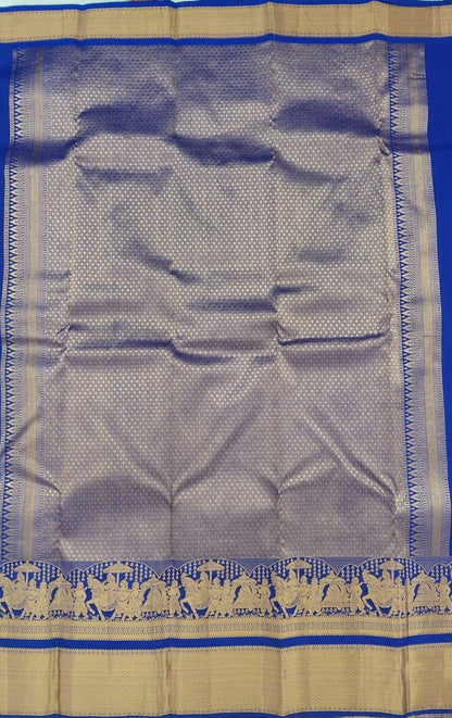 Royal Blue Pure Silk Saree With Palakku Design