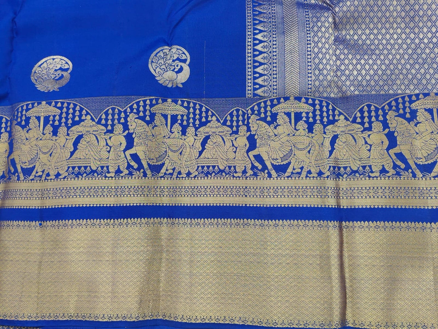 Royal Blue Pure Silk Saree With Palakku Design