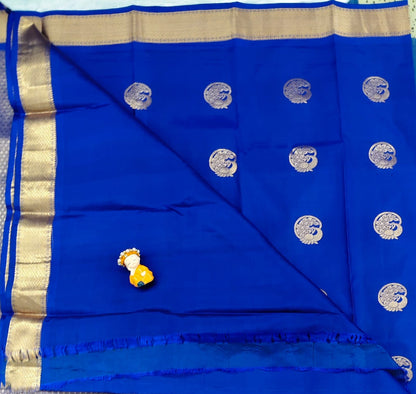 Royal Blue Pure Silk Saree With Palakku Design