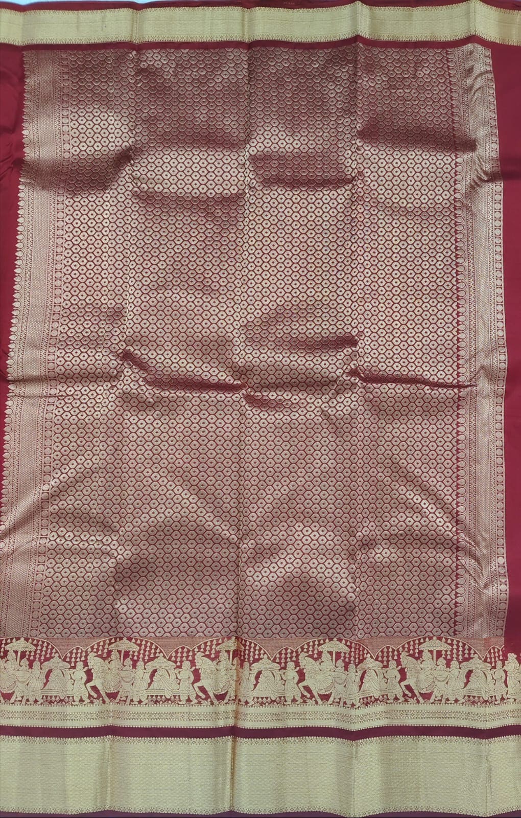 Red Pure Silk Saree With Palakku Border