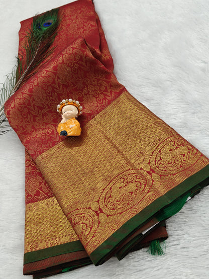 Red Pure Bridal Silk Saree