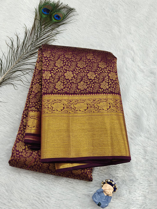 Purple Pure Bridal Silk Saree