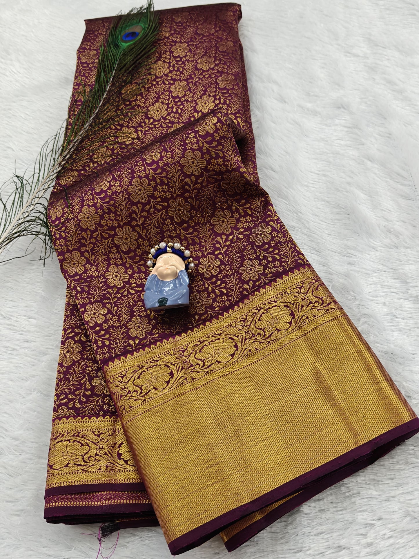 Purple Pure Bridal Silk Saree