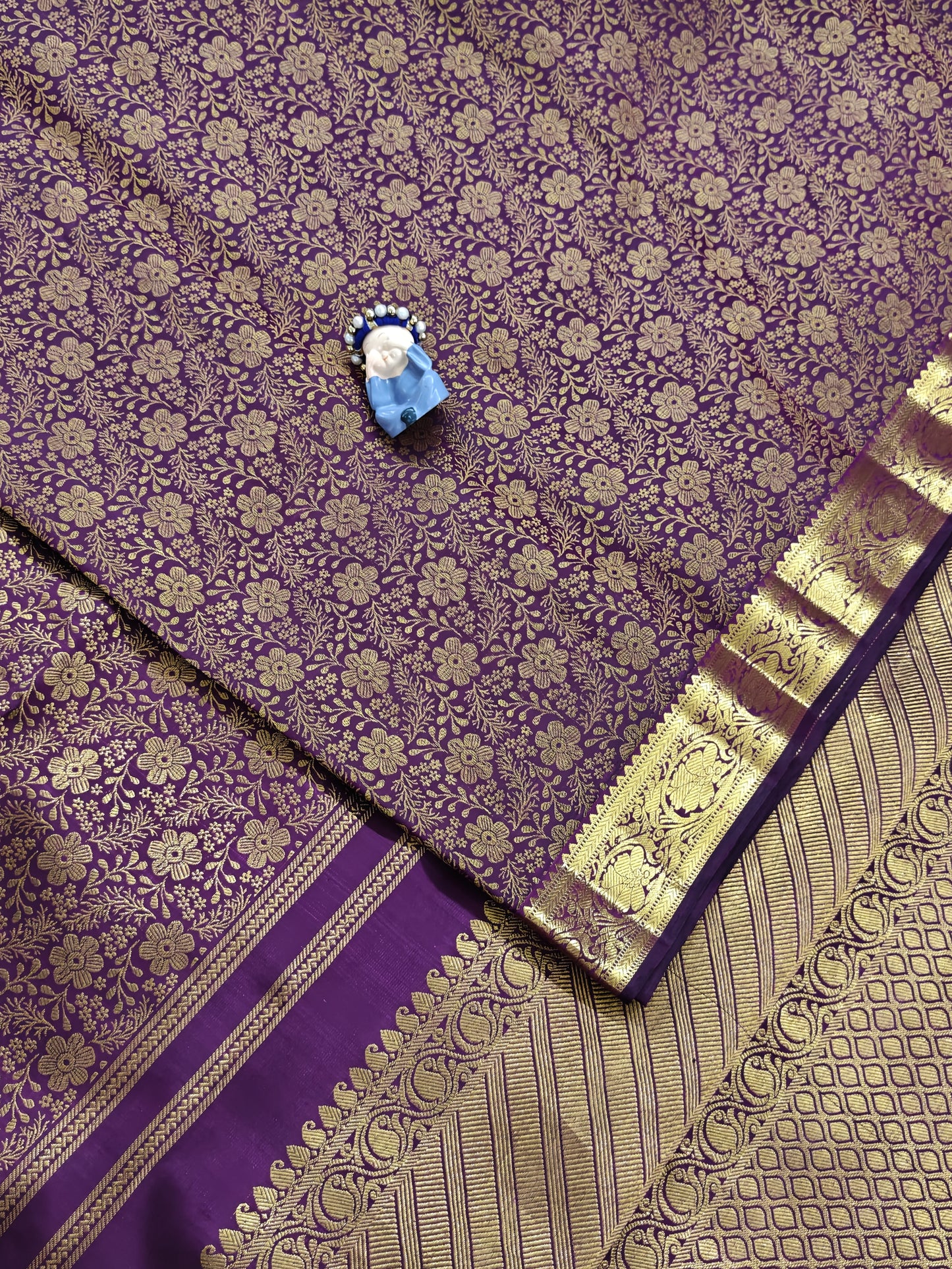 Purple Pure Bridal Silk Saree