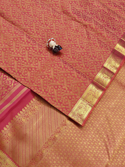 Peach Pure Bridal Silk Saree
