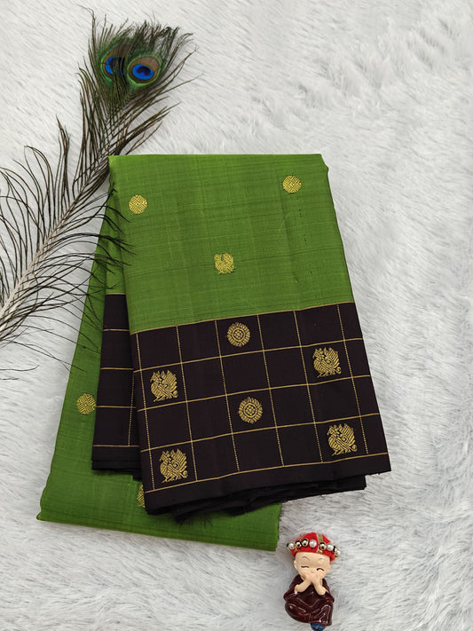 Leaf Green Pure Handloom Silk Saree