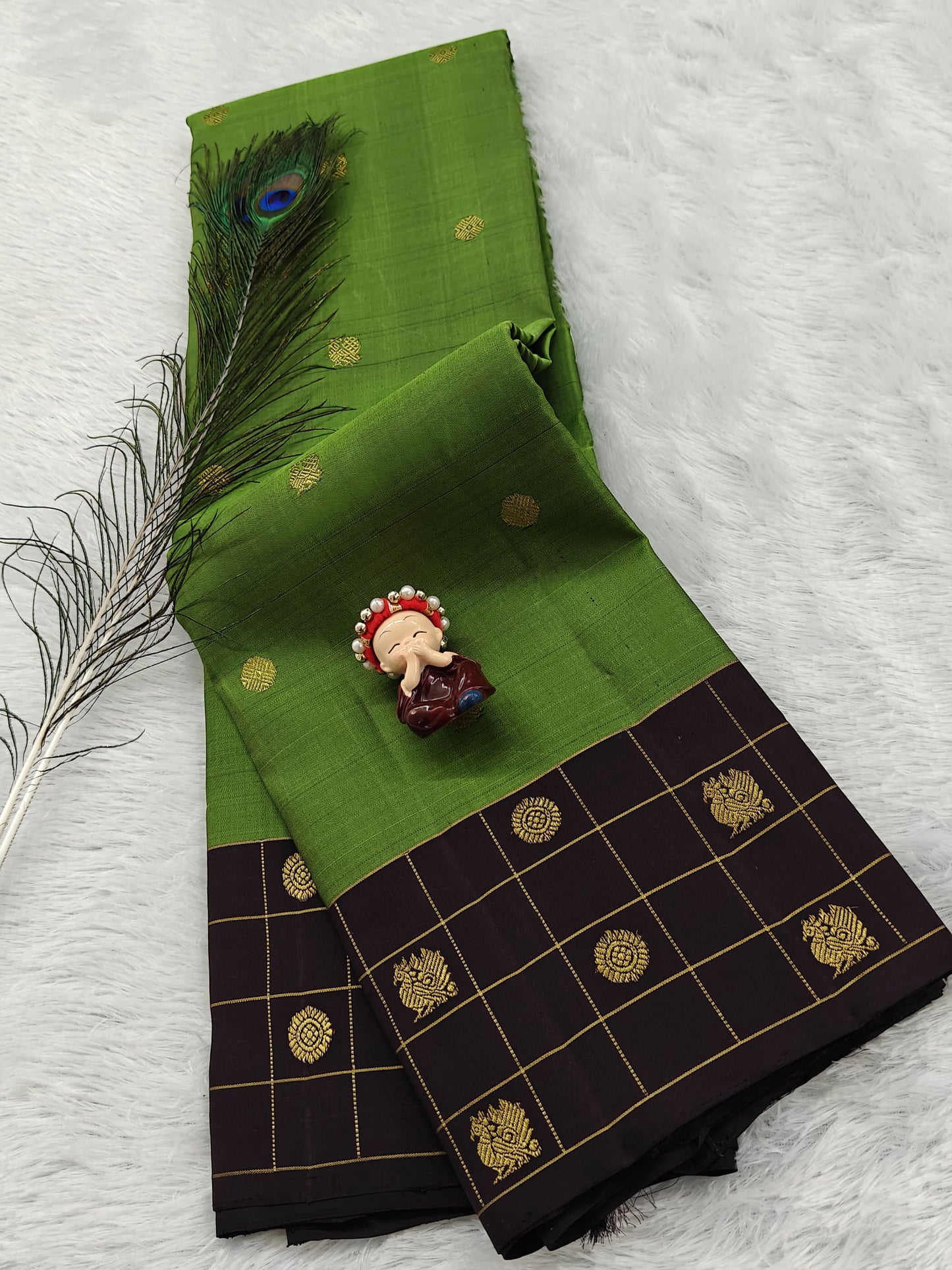 Leaf Green Pure Handloom Silk Saree