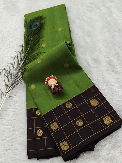 Leaf Green Pure Handloom Silk Saree