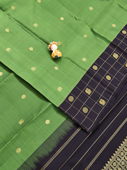Leaf Green Pure Handloom Silk Saree