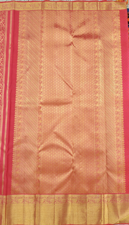 Peach Pure Bridal Silk Saree