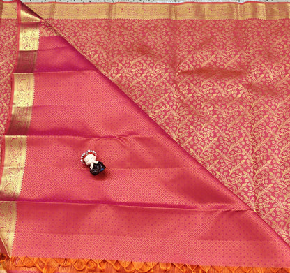 Peach Pure Bridal Silk Saree
