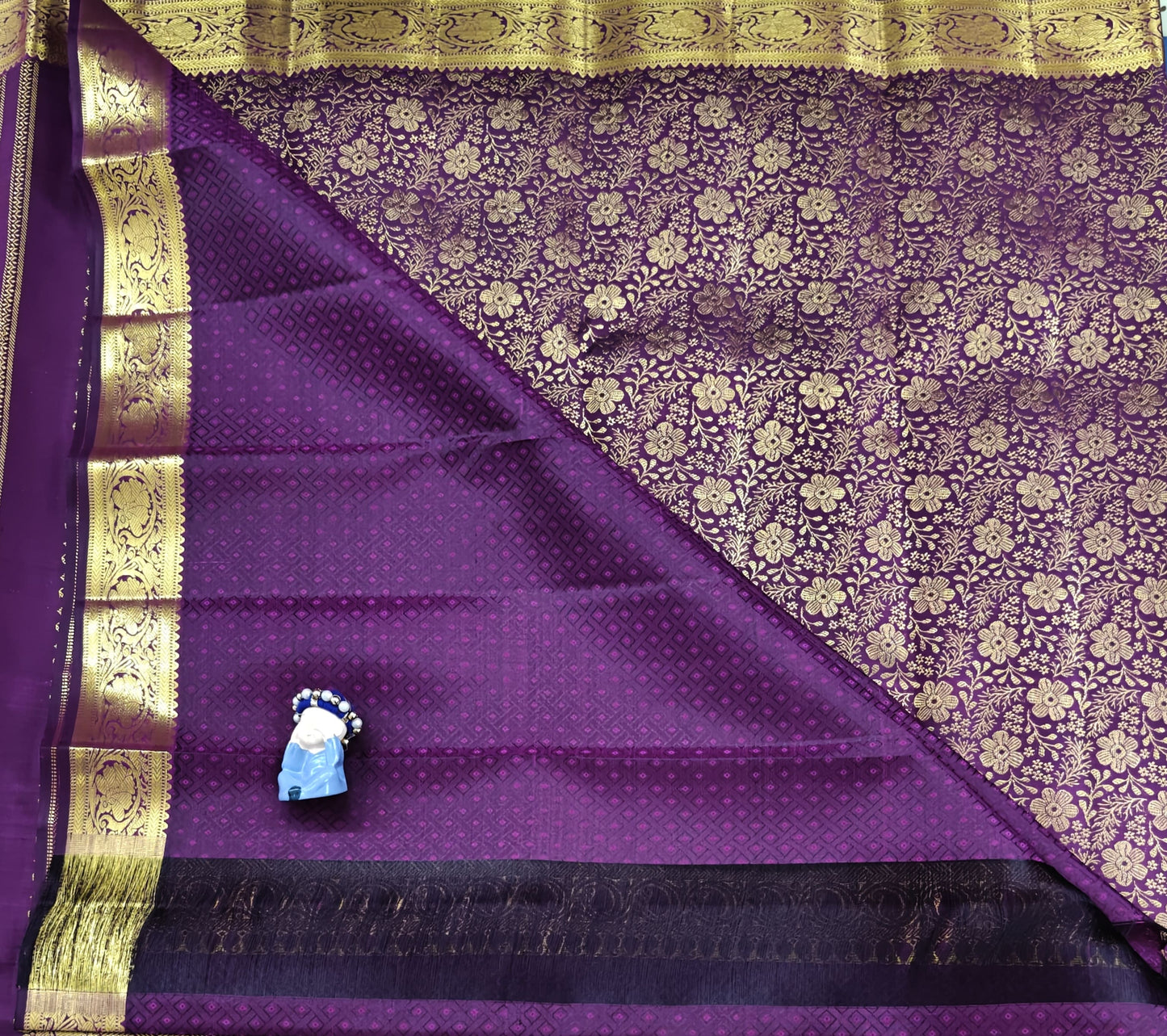 Purple Pure Bridal Silk Saree