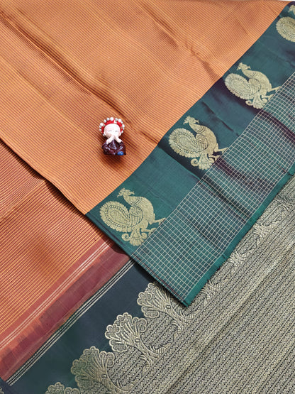 Mustard Pure Silk Saree With Dark Green Border