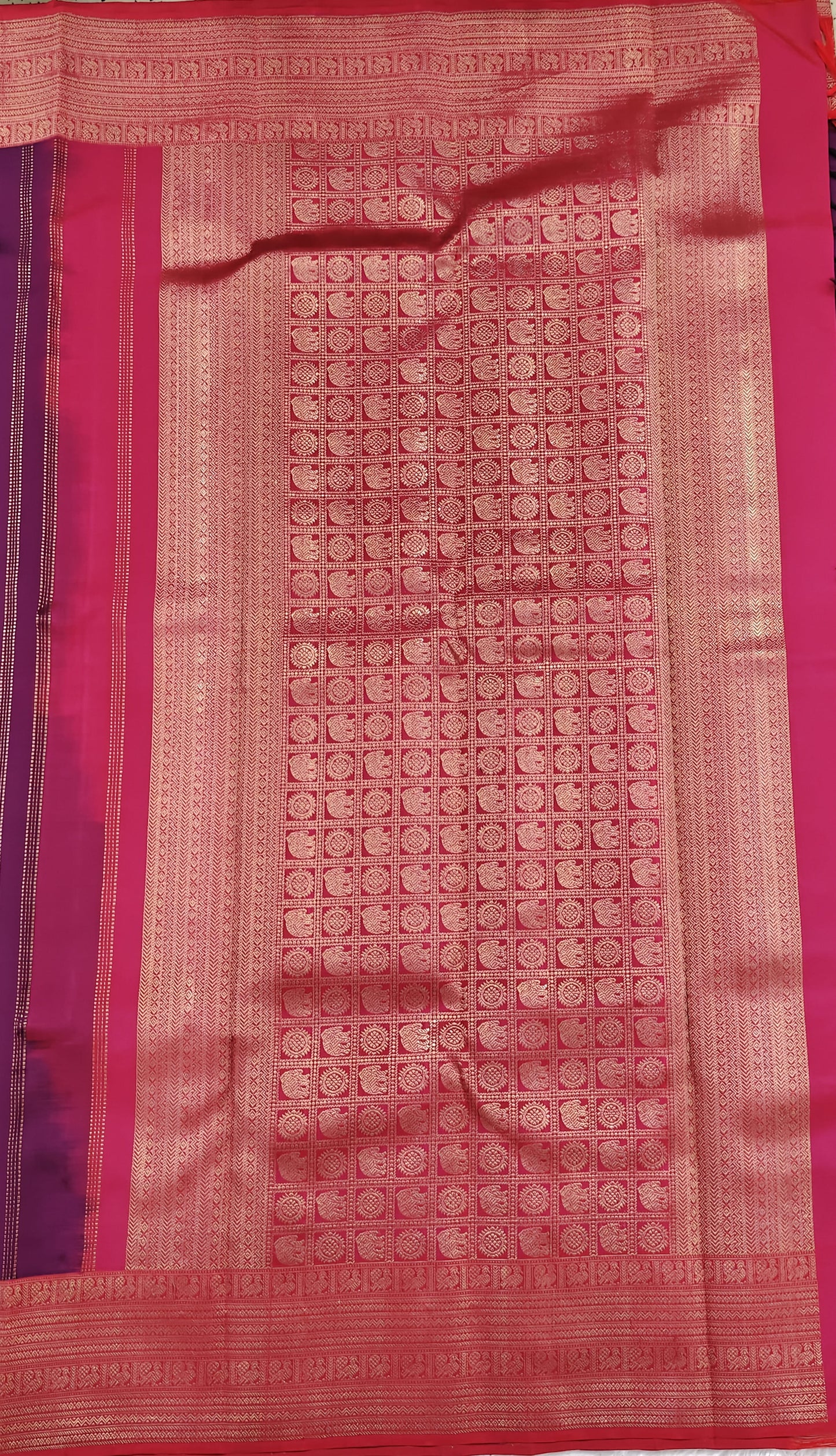Wine Pure Handloom Silk Saree with Red Border