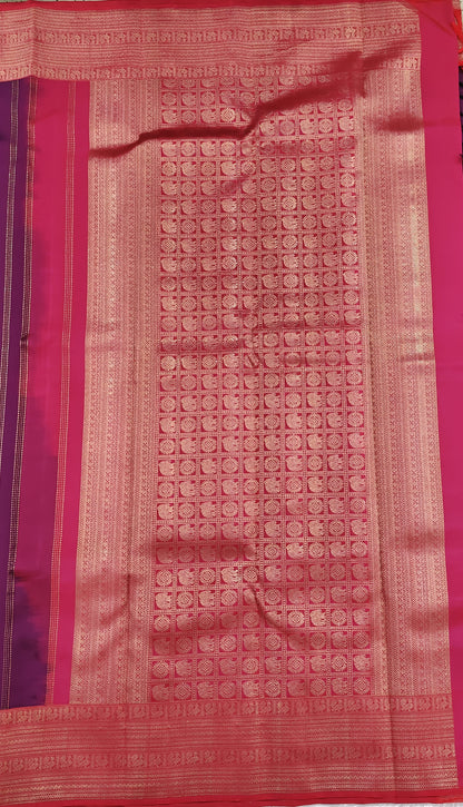 Wine Pure Handloom Silk Saree with Red Border