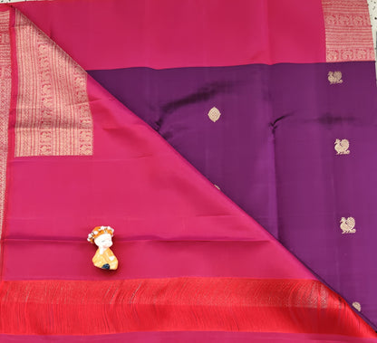 Wine Pure Handloom Silk Saree with Red Border