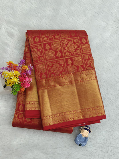 Rich Red Pure Bridal Silk Saree