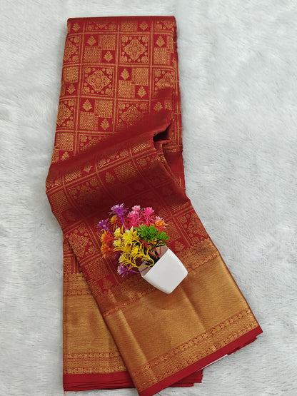 Rich Red Pure Bridal Silk Saree